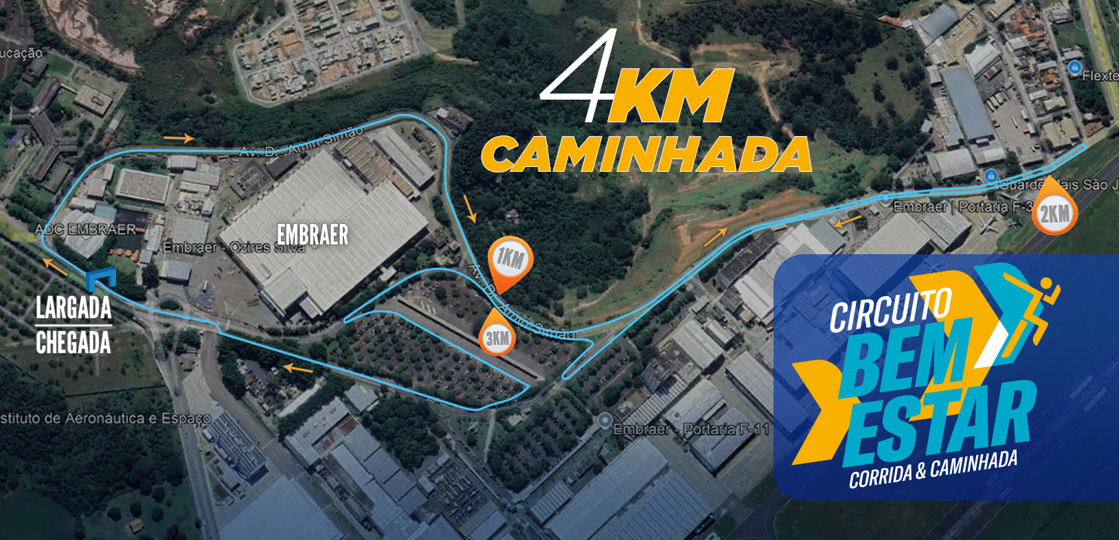 Percurso ADC Embraer Caminhada 4km