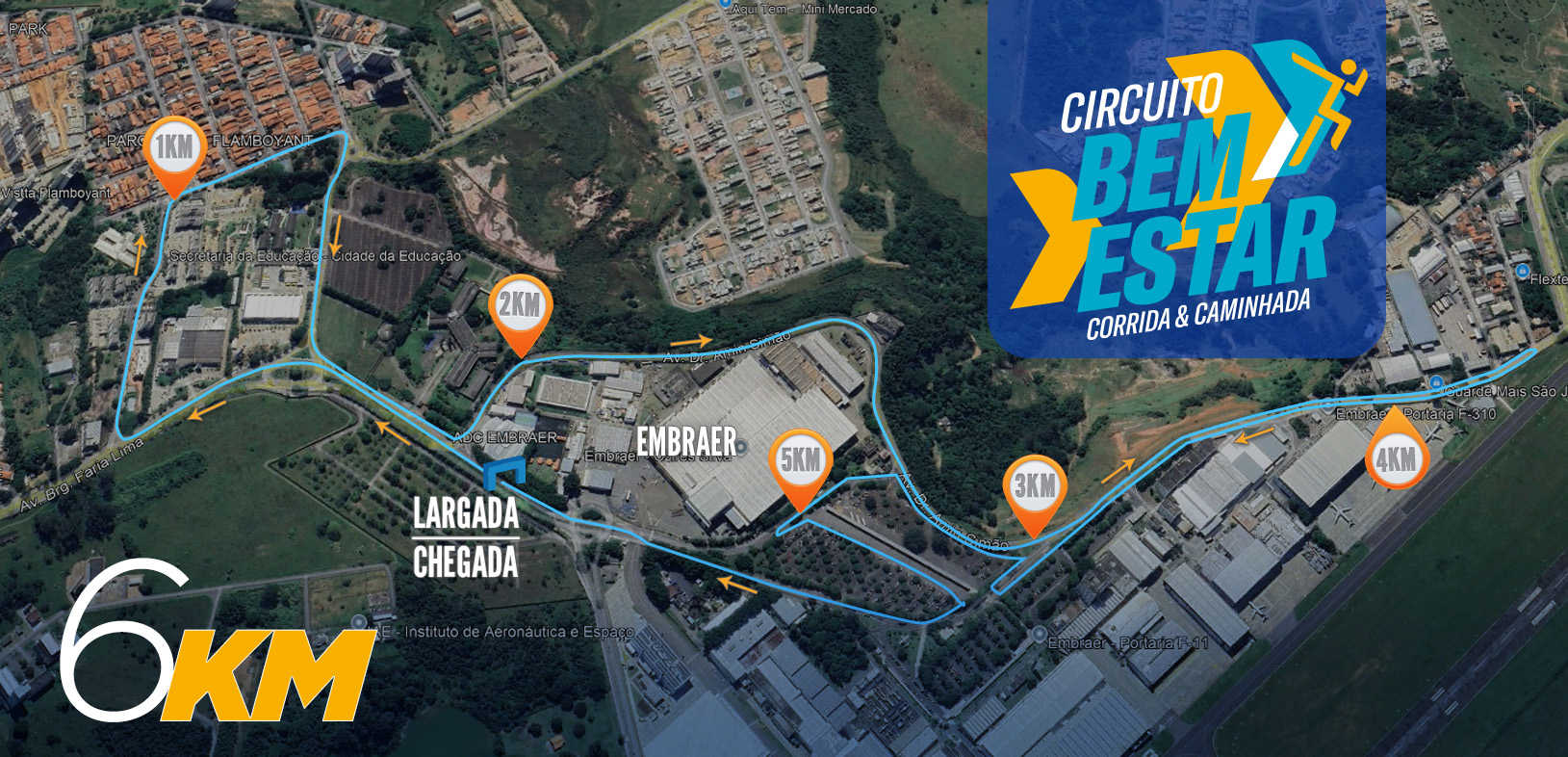 Percurso ADC Embraer corrida 6km